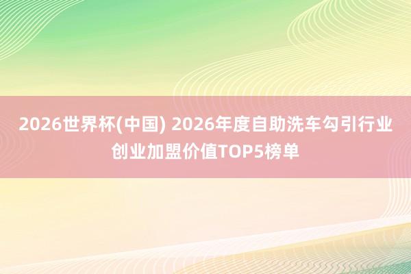 2026世界杯(中國) 2026年度自助洗車勾引行業創業加盟價值TOP5榜單
