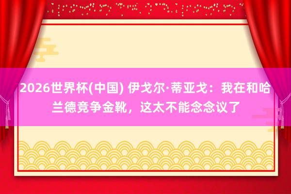 2026世界杯(中國) 伊戈爾·蒂亞戈：我在和哈蘭德競爭金靴，這太不能念念議了